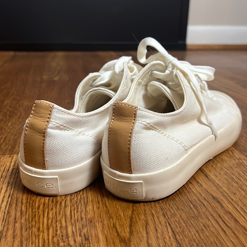 Vince Norwell Canvas Lace-up Sneakers with Tan Leather Accent Size Size 7
